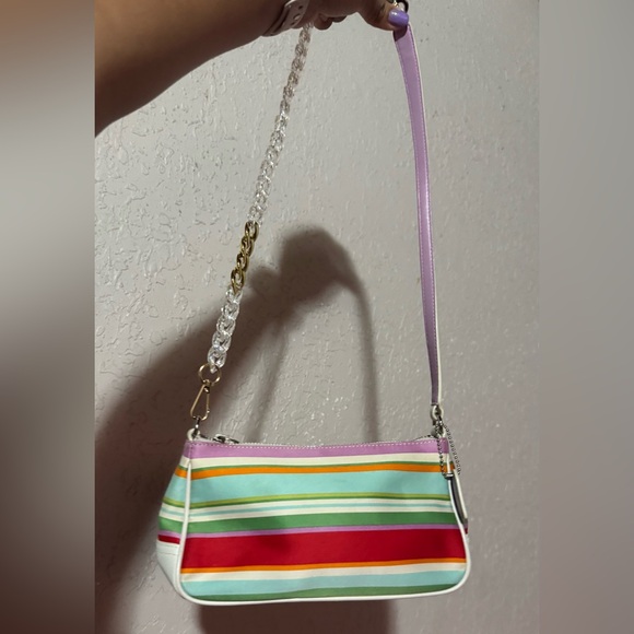 Coach Handbags - Coach Y2K Hampton Stripe Mini Shoulder Bag in Multi-color Canvas